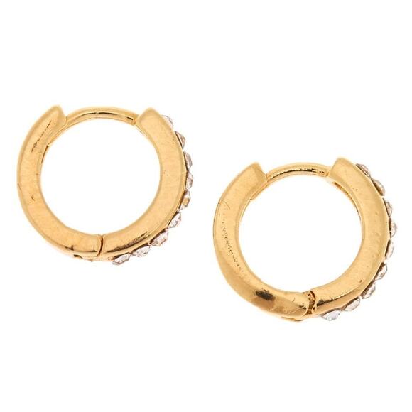 18kt Gold Plated 10MM Embellished Hoop Earrings - Picture 3 of 5
